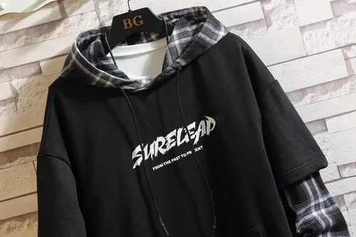 Vista 6 de GURUNVANI Sudaderas con capucha de patchwork de estilo japonés Hombres Personajes Streetwear Sudadera con capucha para hombres