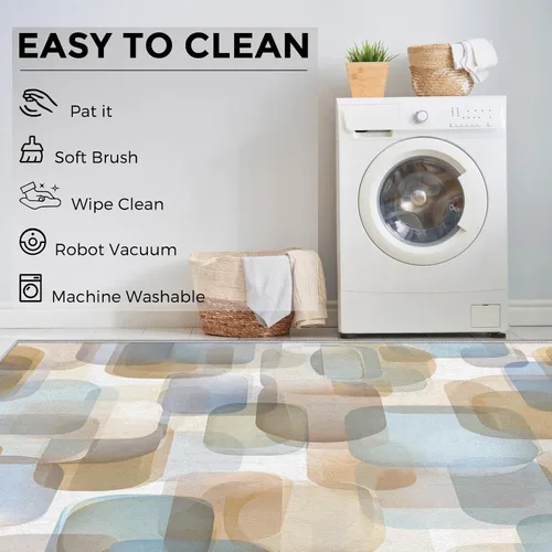 Vista 7 de 2x3 Mid Century Modern Throw Rugs for Entryway, Washable Watercolor Geometric Pattern Indoor Door Mat, Bedroom Kitchen Entrance, Non Slip Soft Thin