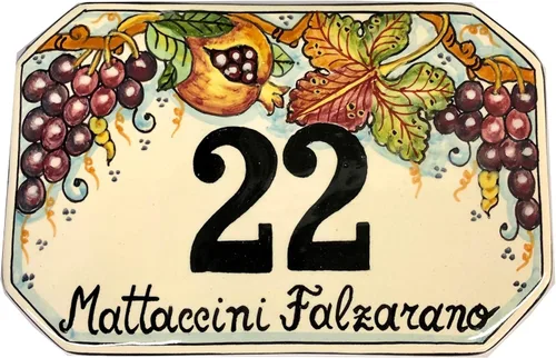 Vista 9 de CERAMICHE D'ARTE PARRINI - Azulejo de cerámica italiana de cerámica personalizada Número de casa placas cívicas decoradas frutas pintadas a mano