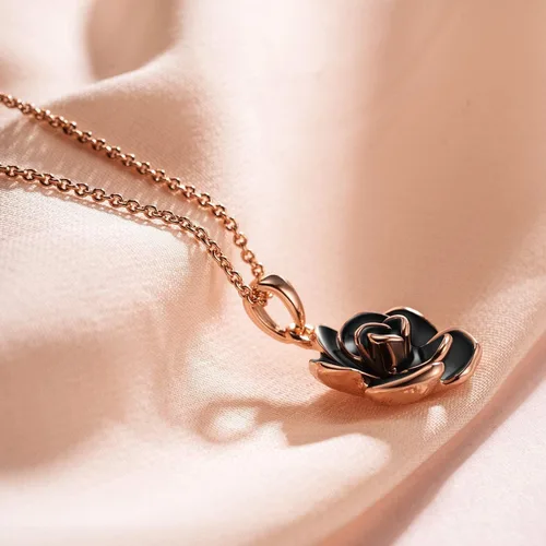 Vista 5 de AllenCOCO Pendant Necklace, Cubic Zirconia Pendant Necklaces for Women Rose Gold Tone Valentines Day Gifts