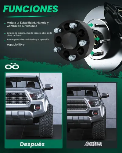 Vista 5 de SCITOO 4 adaptadores de rueda de 5 x 4.5 pulgadas, adaptadores espaciadores de rueda de 2 pulgadas con pernos de 1/2 pulgada para Dodge Nitro