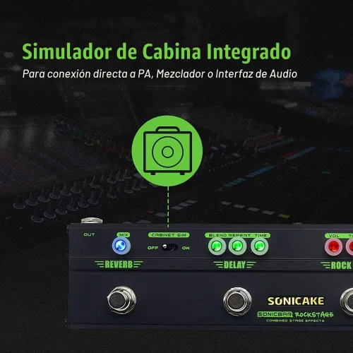 Vista 4 de SONICAKE Pedal de Efectos Múltiples para Guitarra Chorus Delay Reverb Distorsión Tono Rock Clásico Pedal de Guitarra Rockstage Con Simulación