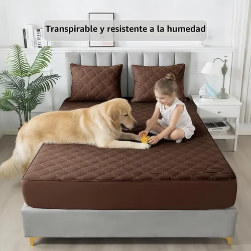 Vista 6 de Protector de colchón impermeable – Protector de colchón tamaño King silencioso y estilo de sábana bajera Protección completa de cama para niños