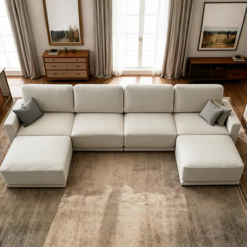 Vista 13 de Sofá modular de 79 pulgadas para sala de estar pequeña, sofá moderno en forma de L con otomana, juego de sofá de felpilla de 3 piezas para muebles