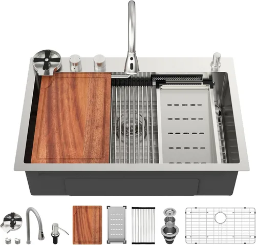 Vista 61 de Fregadero de cocina para exteriores 15 x 15 pulgadas, fregadero de bar de 15 x 15 pulgadas, fregaderos de cocina de acero inoxidable de calibre 16
