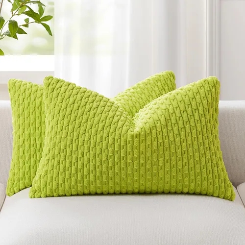Vista 102 de Kevin Textile - Juego de 2 fundas de almohada de pana suave de 16 x 16 pulgadas, color verde aguamarina Fundas de almohada decorativas de pana