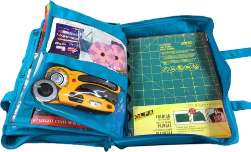 Vista 4 de Yazzii Quilter's - Bolsa para proyectos con 19 bolsillos, organizador de bolsas de almacenamiento portátil, organizador de almacenamiento multiusos