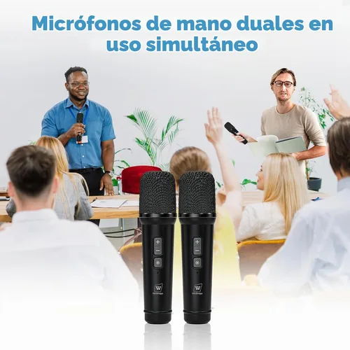 Vista 3 de WinBridge 30W Amplificador de voz con 2 micrófonos inalámbricos, altavoz PA portátil S90