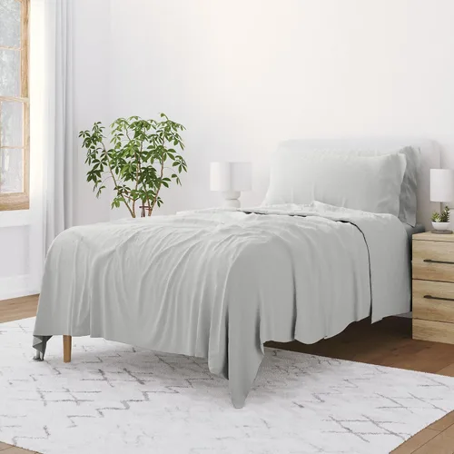 Vista 29 de Merit Linens Juego de sábanas de microfibra sólida ultra suave con fundas de almohada adicionales, tamaño individual, aguamarina