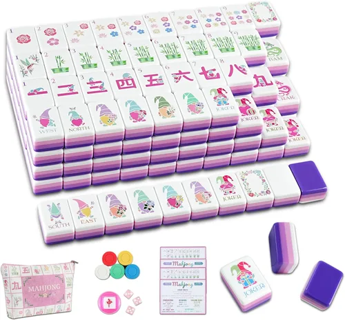 Vista 8 de Juego de azulejos Mahjong acrílicos grabados de 4 capas, 160 piezas con azul (04-Chinoiserie-Blue)