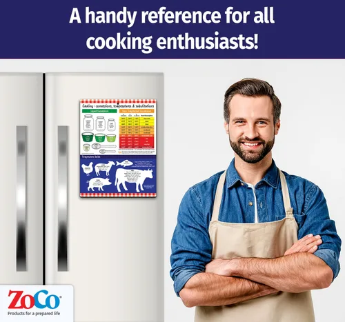 Vista 5 de ZOCO – Imán de conversión de cocina – Temperatura de horno, alimentos y carne, sustitución de ingredientes de cocina, tabla de conversiones