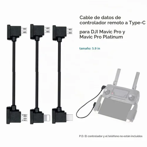 Vista 2 de cablecc 3 unids/set controlador remoto cable de datos tipo C y micro y micro USB para Mavic Pro Platinum Mavic Park RC Accesorios