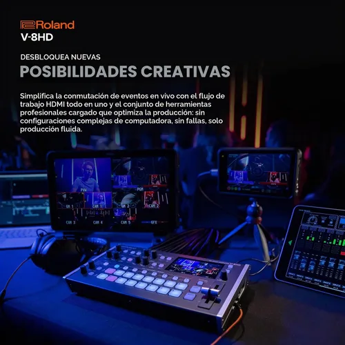 Vista 5 de Roland V-8HD Conmutador de Video HD para Eventos en Vivo, Streaming y Presentaciones Corporativas Mezcla 8 Fuentes HDMI Motor de Efectos de 5