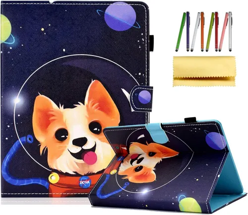 Vista 9 de Funda universal para tablet de 7 pulgadas, piel sintética [ranuras para tarjetas], cubierta magnética, para Samsung Galaxy Tab E/Tab A 7.0, Fire 7