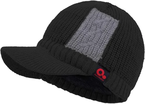 Vista 2 de JaneyRubbins - Gorro de invierno con visera de dos tonos con gorro de punto con borde de forro polar y gorro de esquí