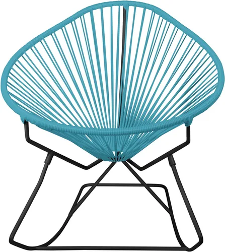 Vista 4 de Innit Designs Acapulco - Silla mecedora con estructura cromada, color turquesa, tejido naranja Verde