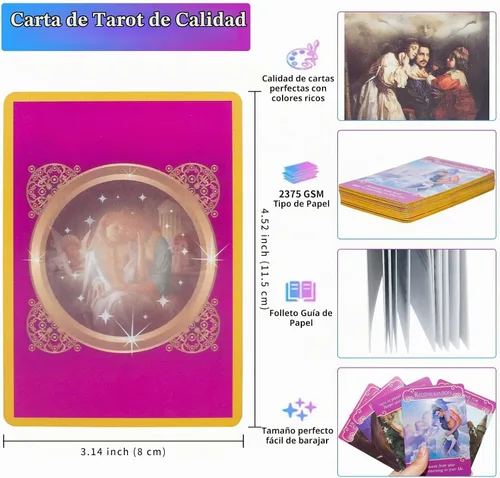 Vista 3 de Cartas de Tarot, Baraja Clásica de Oráculo de Amor y Romance, 44 Cartas con Libro Guía, Carta de Oráculo de Amor, Cartas de Tarot con Libro Guía