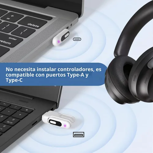 Vista 5 de Adaptador de audio Bluetooth USB-C para PS5, aptX Adaptive