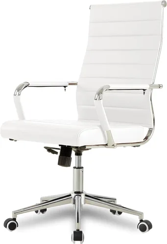 Vista 37 de Okeysen Office Desk Chair, Ergonomic Leather Modern Conference Room Chairs, Executive Ribbed Height Adjustable Swivel Rolling Chair for Home Office