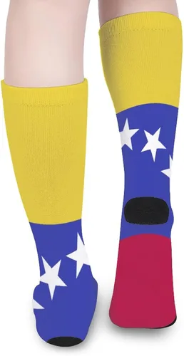 Vista 4 de Calcetines casuales con la bandera de Venezuela, divertidos calcetines con impresión 3D, coloridos y suaves, atléticos, deportivos, novedosos