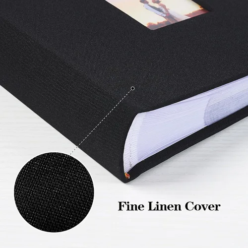 Vista 6 de Mublalbum - Pequeño álbum de fotos 4x6 con cubierta de lino y áreas de notas, libro de fotos con bolsillos verticales para boda, familia, bebé