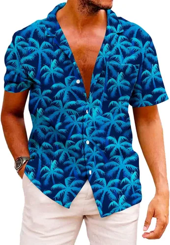 Vista 178 de KYKU - Camisa hawaiana funky para hombre, ropa tropical para vacaciones en Palm Beach