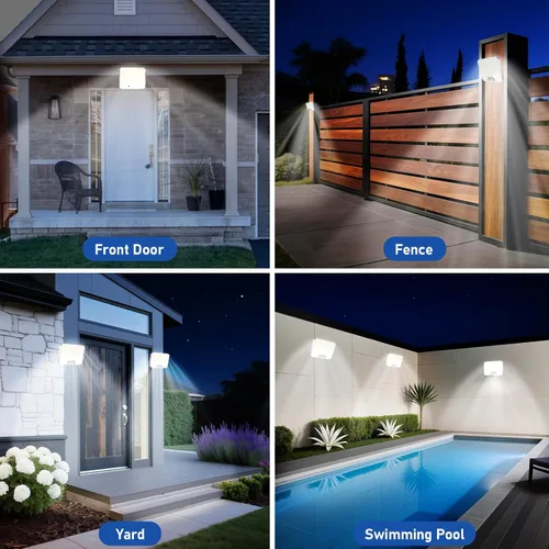 Vista 11 de Luces solares para exteriores, 226 luces LED con sensor de movimiento, iluminación solar del atardecer al amanecer con 3 modos, control remoto