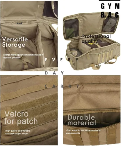 Vista 7 de Bolsa de gimnasio, bolsa de viaje para hombres y mujeres, bolsa de entrenamiento para militares, deportes, durante la noche, baloncesto, táctica