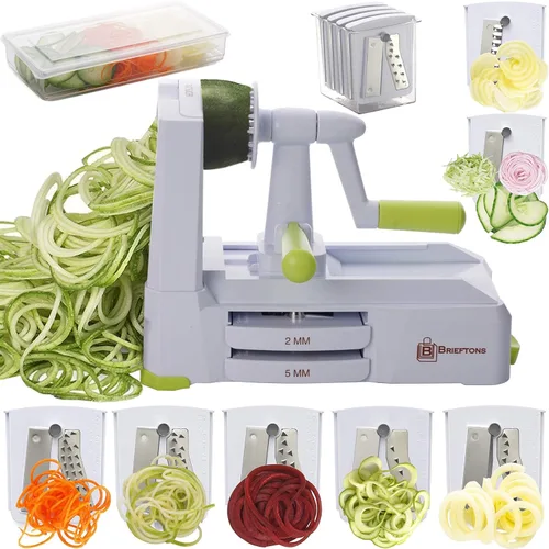 Vista 6 de Brieftons Spinner de ensalada (6.2 cuartos de galón) y espiralizador Brieftons de 7 cuchillas
