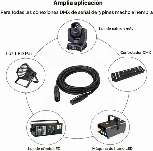 Vista 7 de Cable DMX de 10 pies / 10.0 ft, 4 paquetes de cables DMX de 3 pines, cables DMX, DMX512 XLR macho a hembra cable de señal de luz de escenario
