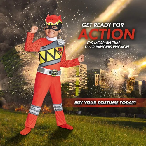 Vista 6 de Disfraz de Ranger Rojo Dino Charge para niño