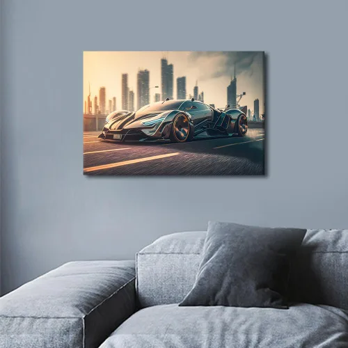 Vista 4 de Car Pictures for Living Room Wall Decor Super Car Driving Art Prints City Highway Road Paintings 1 Piece Canvas Wall Art Super Car Canvas Prints