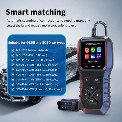 Vista 4 de K1 Escáner OBD2 para Coche, Herramienta de Diagnóstico Compatible con FIXD, Lector de Códigos, Reinicio de la Luz del Motor, Lectura/Eliminación