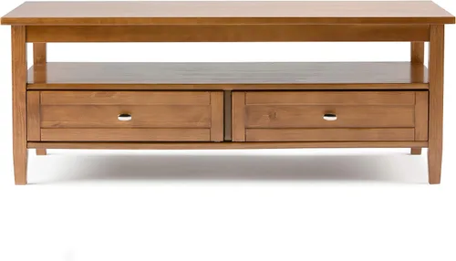 Vista 6 de SIMPLIHOME Warm Shaker - Mesa de centro de madera maciza de 48 pulgadas de ancho, color marrón