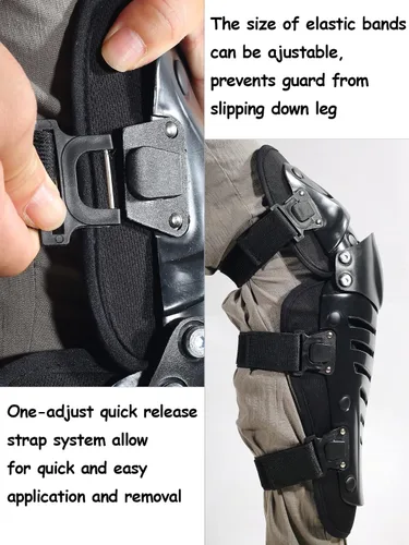 Vista 4 de Protectores de rodilla y espinilla para motocicleta, protección de pierna larga a prueba de choques, protección de rodilla para motocicleta doblable