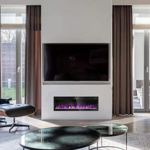 Vista 6 de Ludatido Chimenea eléctrica de 50 pulgadas montada en la pared/empotrada, inserto de chimenea eléctrica con 51000BTU para habitación de 410 pies