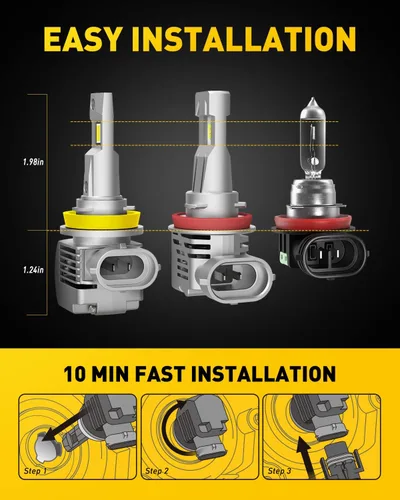 Vista 4 de AUXITO Bombillas LED H11, 20000 lúmenes, 100 W por juego, 6000 K blanco frío, bombillas LED H8 H9 para luces antiniebla, Plug and Play, paquete de 2