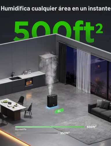 Vista 8 de GoveeLife Humidificadores Inteligentes para Dormitorio Habitación Grande, Humidificador de Aire WiFi de Niebla Fría de Llenado Superior de 6L, Modo