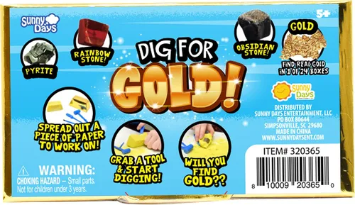 Vista 6 de Sunny Days Entertainment Kit de excavación de oro, juguete de ciencia misteriosa para niños, recuerdo de fiesta, bolsas de regalo, regalo del día
