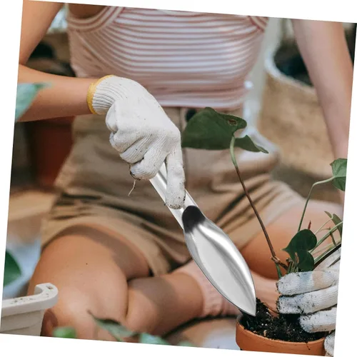 Vista 6 de Paleta de jardín de acero inoxidable, herramientas de mano ergonómicas para excavar y plantar plantas, palas de jardinería ligeras y portátiles