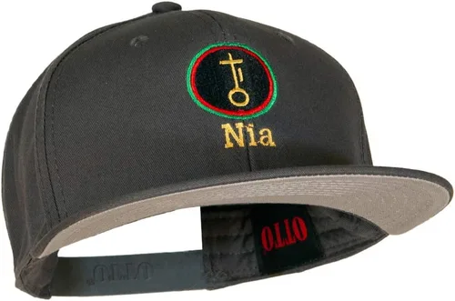 Vista 5 de Nia Kwanzaa bordado superior algodón sarga plana Bill Prostyle Snapback Cap