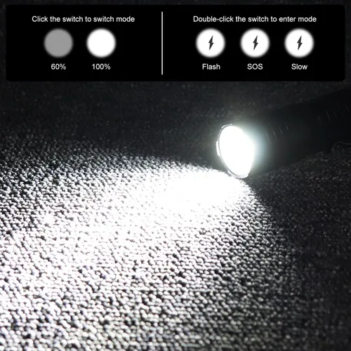 Vista 5 de SecurityIng EF05 Linterna magnética EDC recargable USB-C, 887 lúmenes, 5 modos de zoom, IPX-6 resistente al agua, mini linterna LED con clip, cable