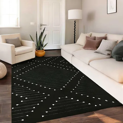 Vista 23 de LIVEBOX Alfombra de baño bohemia negra de 2x3 pies, alfombra de baño lavable, pequeñas alfombras tejidas de algodón, alfombra de área marroquí
