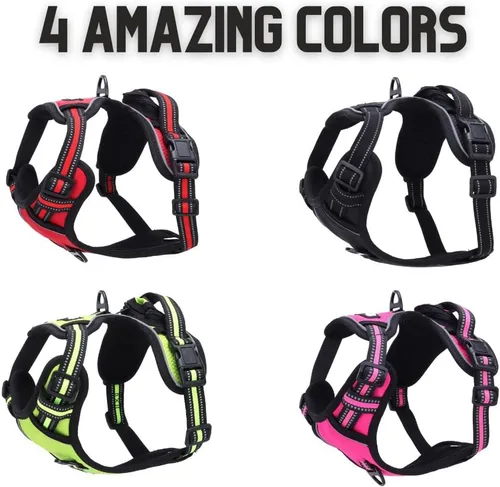 Vista 9 de ROOSK Arnés para perro Sin tirones, reflectante, ajustable en 4 direcciones con soporte para bolsa de excrementos Máxima comodidad, suave