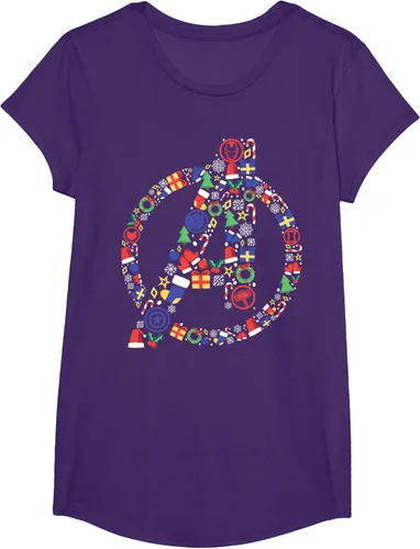 Vista 14 de Marvel Avengers A Logo Symbol Holiday Christmas Icons Camiseta, Negro