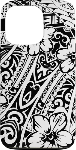 Vista 10 de iPhone 16 lindo tatuaje polinesio hawaiano tribal samoano patrón caso