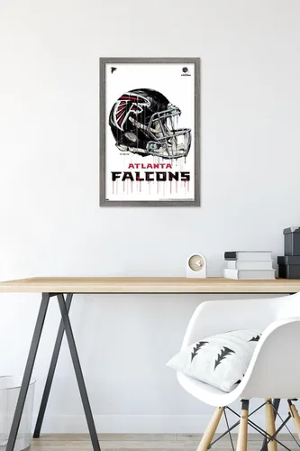 Vista 6 de Trends International NFL Atlanta Falcons - Póster de pared con casco antigoteo 20, 14.725 x 22.375 pulgadas, versión enmarcada de madera de granero