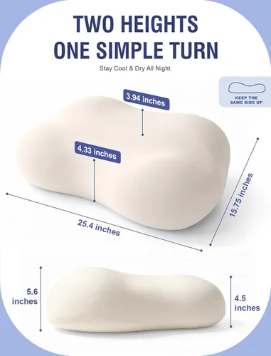 Vista 4 de Almohada cervical cervical para dormir de lado, almohada ergonómica Blanco leche