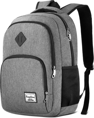 Vista 15 de YAMTION Mochila escolar, mochila para laptop con compartimento de 15.6 pulgadas para hombres y mujeres, color beige
