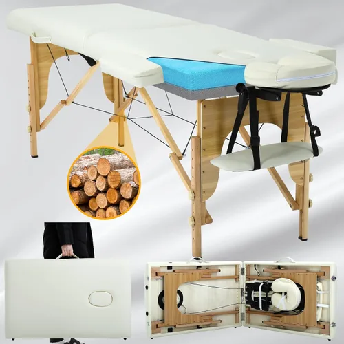 Vista 8 de Mesa de masaje, mesas de masaje portátiles con funda de transporte, cama de spa más suave, mesa de masaje de madera resistente, cama de pestañas